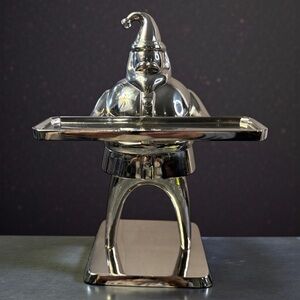 VINTAGE POTTERY BARN SILVER-PLATED SANTA CANDLE HOLDER DISH